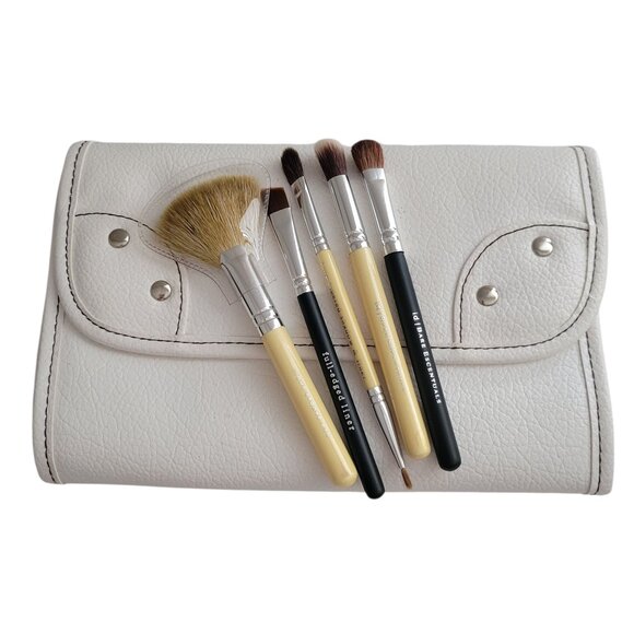 Bare Escentuals bareMinerals Brush Lot Set of 5 with Cosmetic Brush Bag - Picture 1 of 11